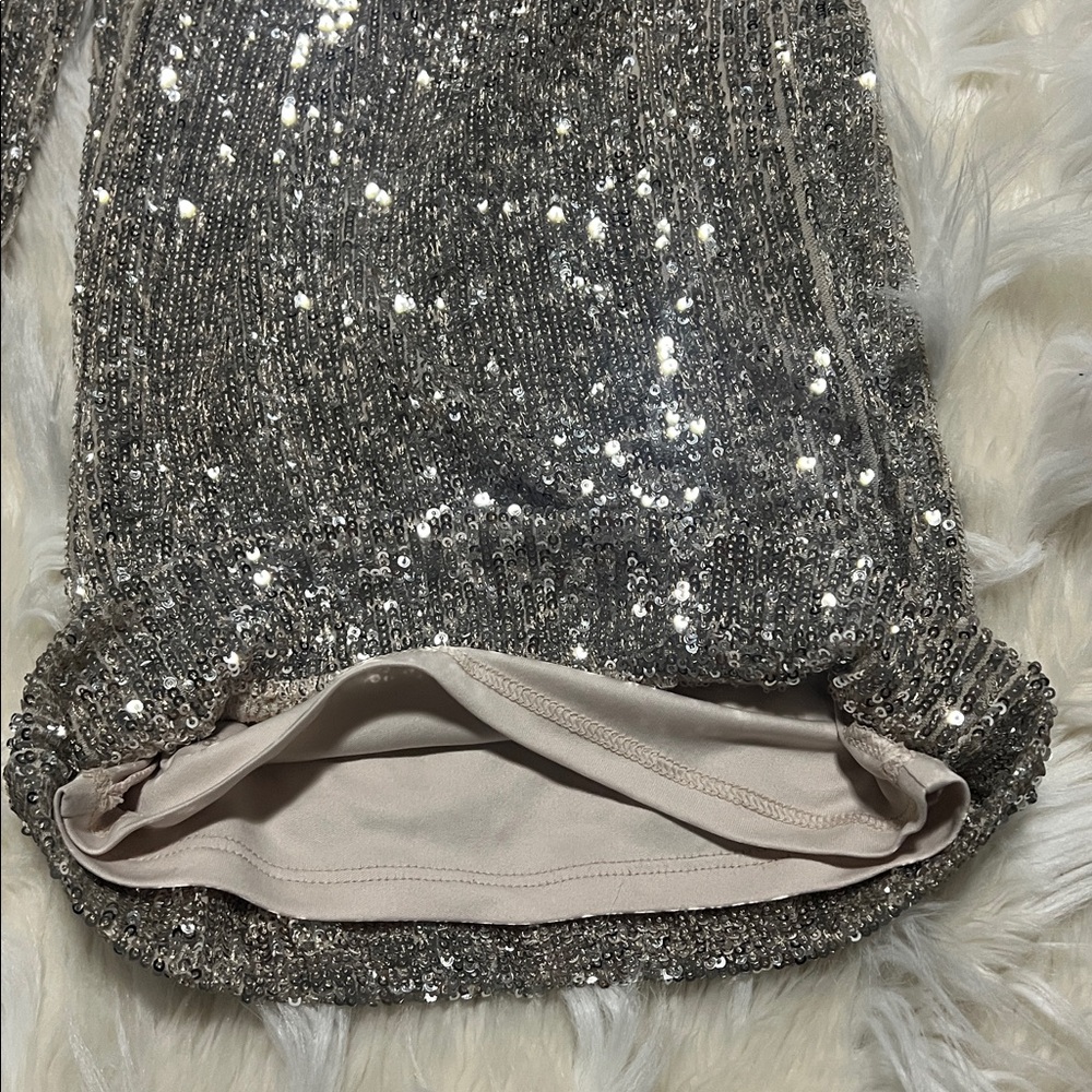 Express Silver Sequin Fully Lined Women's Cropped… - image 5